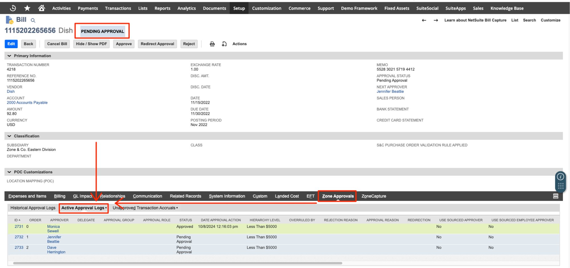 Real-time audit trail ZoneApprovals 1
