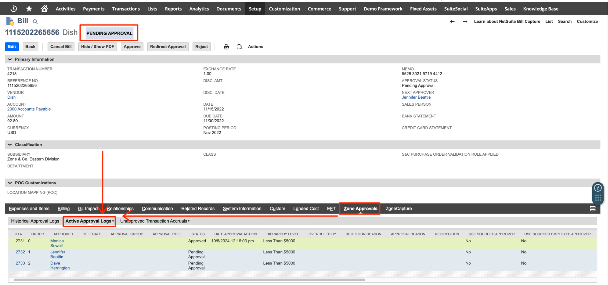 Real-time audit trail ZoneApprovals 1